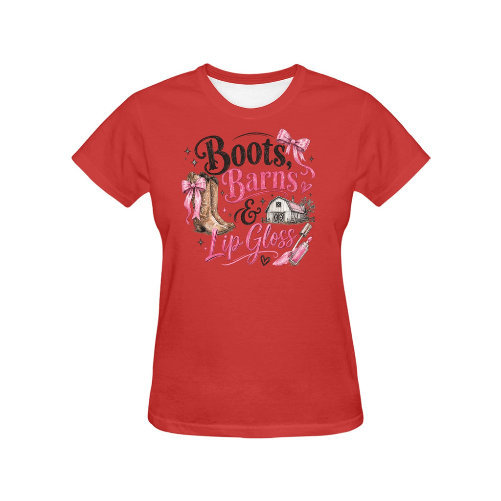Women's Boots, Barns and Lip Gloss T-shirt