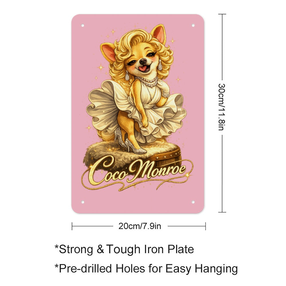 Coco Monroe Chihuahua Pin-Up Metal Sign