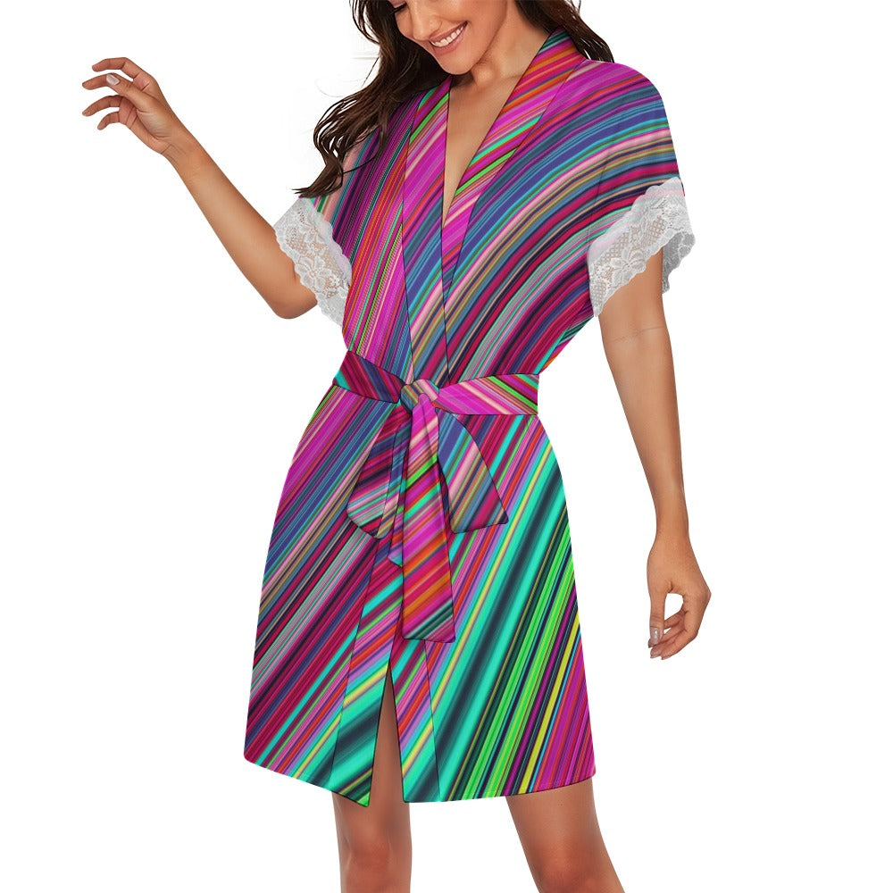 Women's Lace-Trimmed Kimono Robe Collection