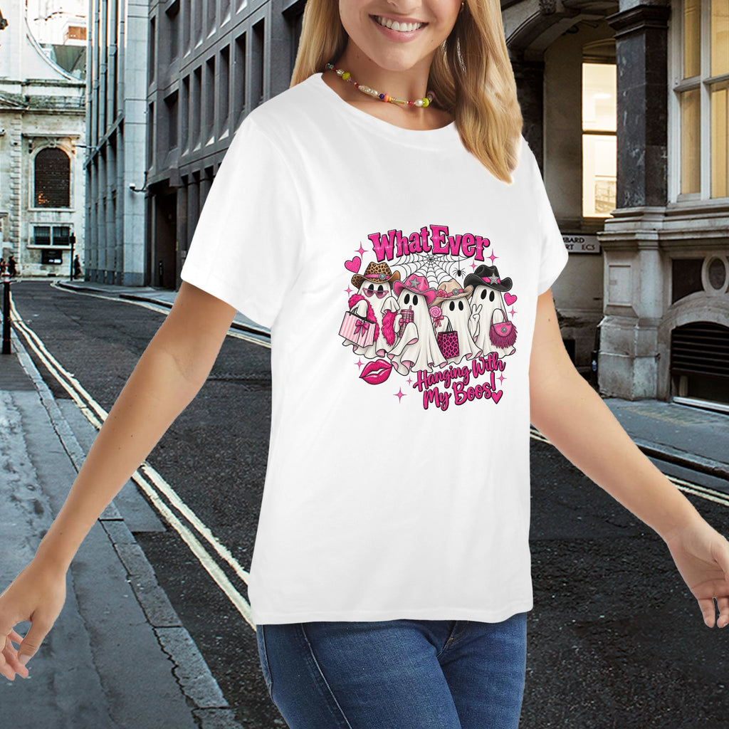Whatever Hanging With My Boos Western Ghost Women’s Halloween Tee