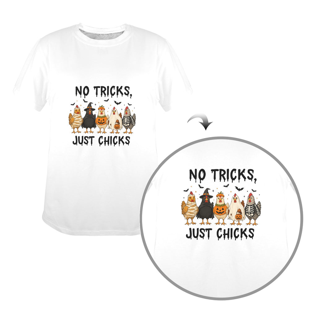No Tricks, Just Chicks Halloween New Women's T-Shirt