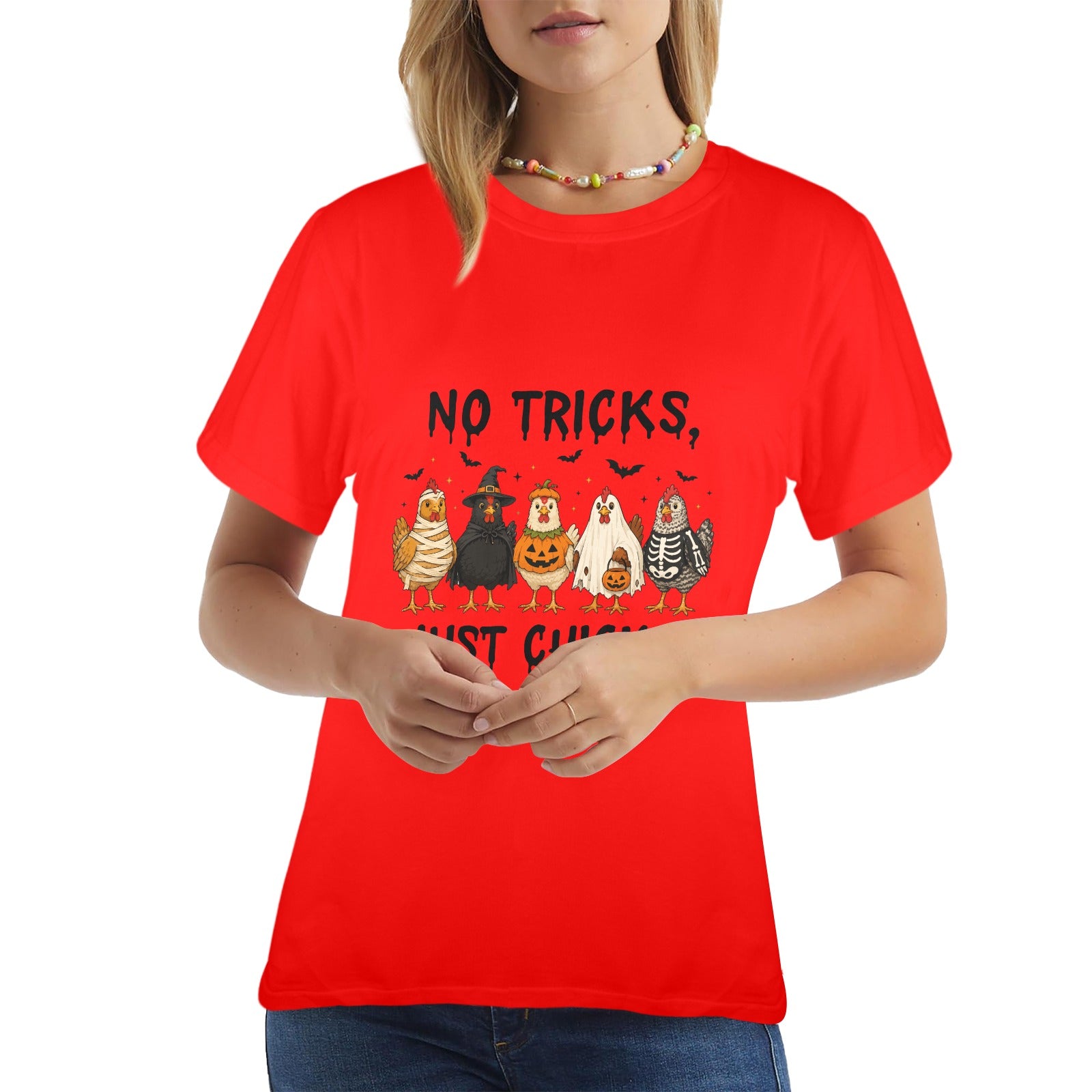 No Tricks, Just Chicks Halloween New Women's T-Shirt