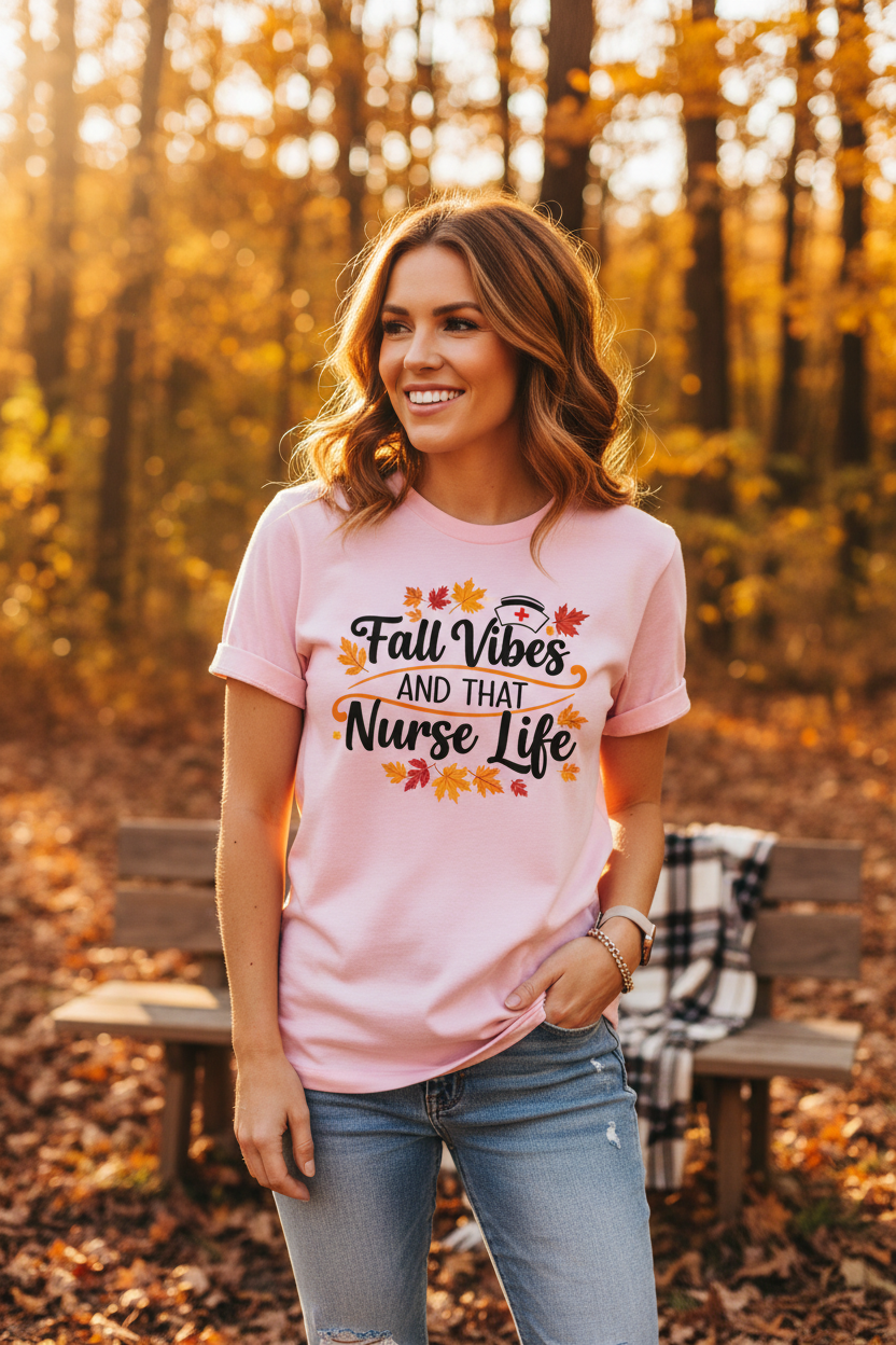 Fall Vibes And That Nurse Life - Light Pink Lifestyle Mockup Redo