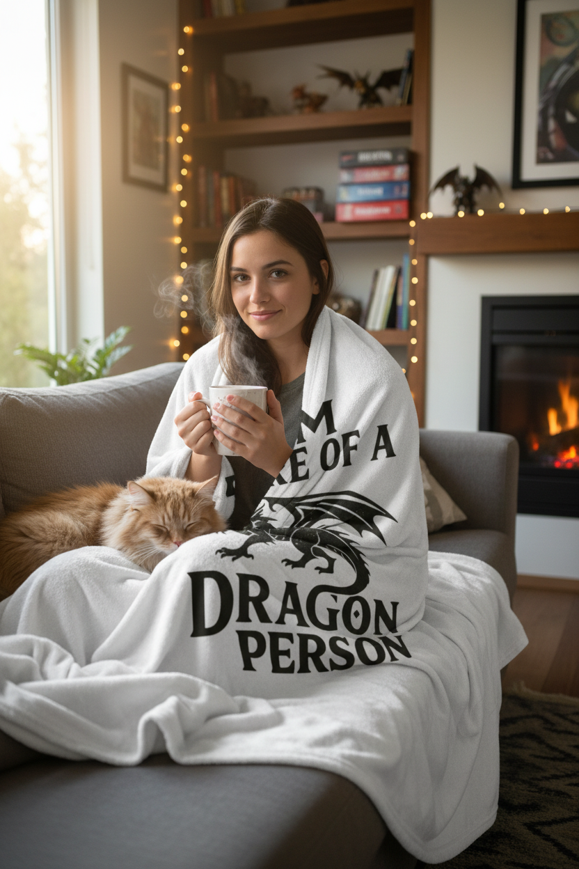 Fantasy Dragon Blanket - Realistic Lady Mockup
