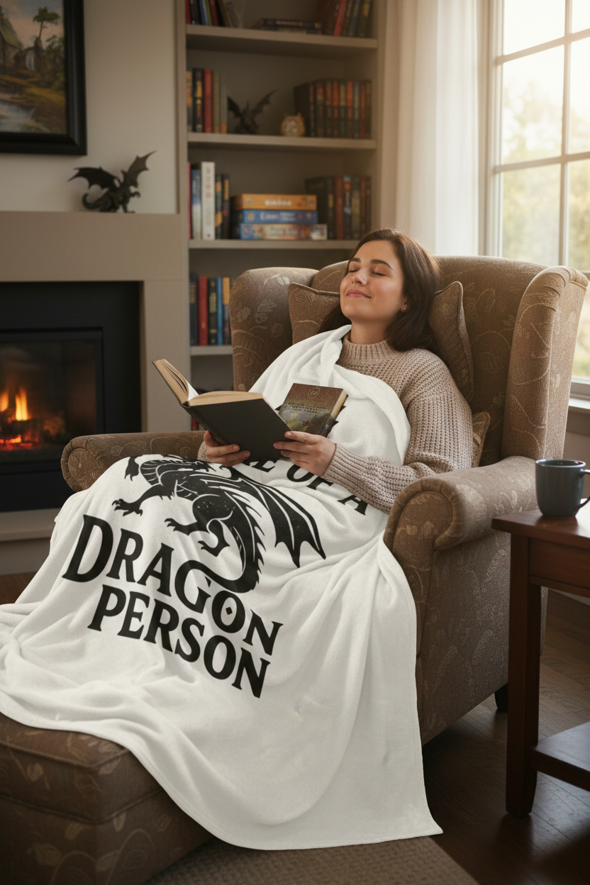 Fantasy Dragon Blanket - Realistic Lady Mockup