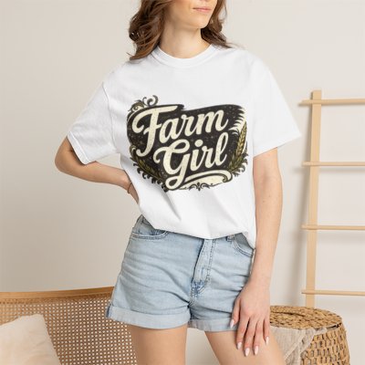 Farm Girl T-Shirt — Vintage Rustic Graphic Tee for Country Women
