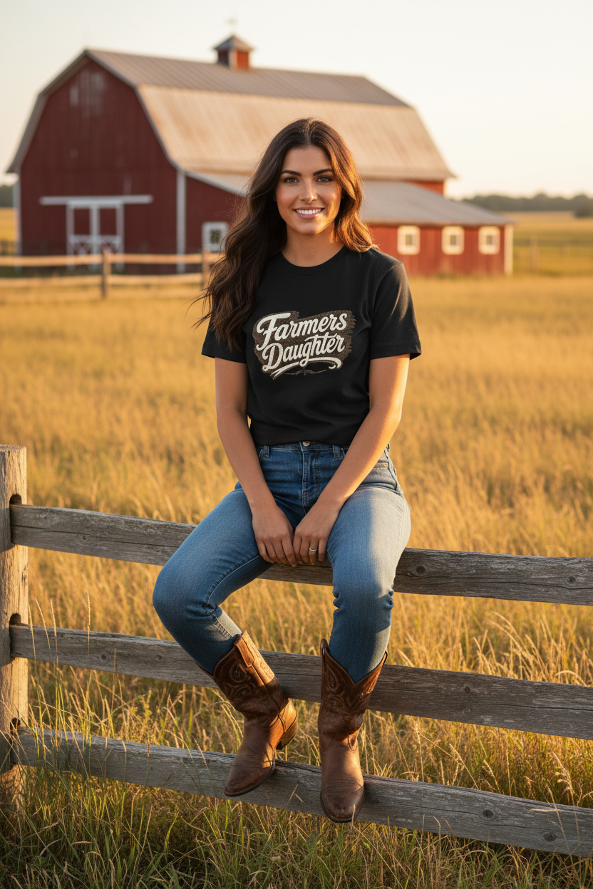 Farmer's Daughter Black Tee Mockup