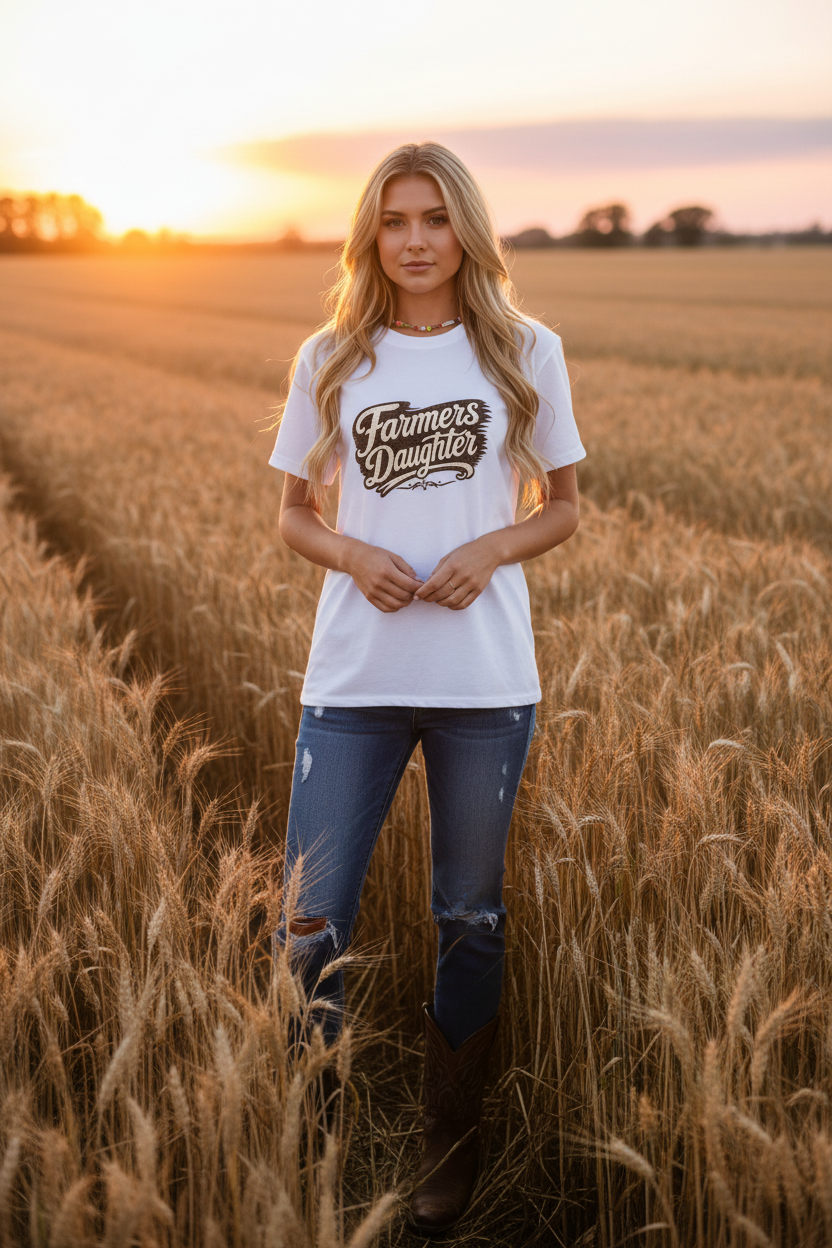 Farmer's Daughter White Tee Mockup