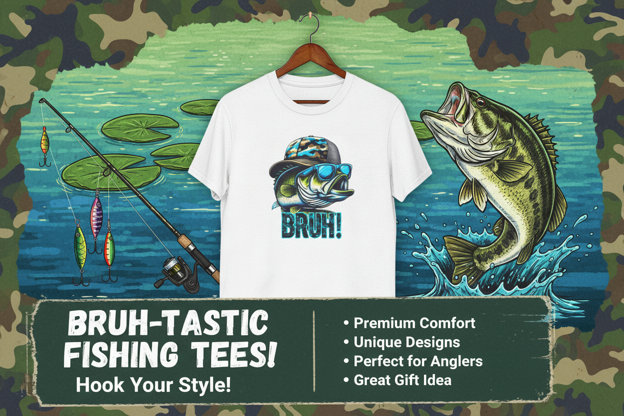 Fishing Fish Graphic Tee Ad Banner