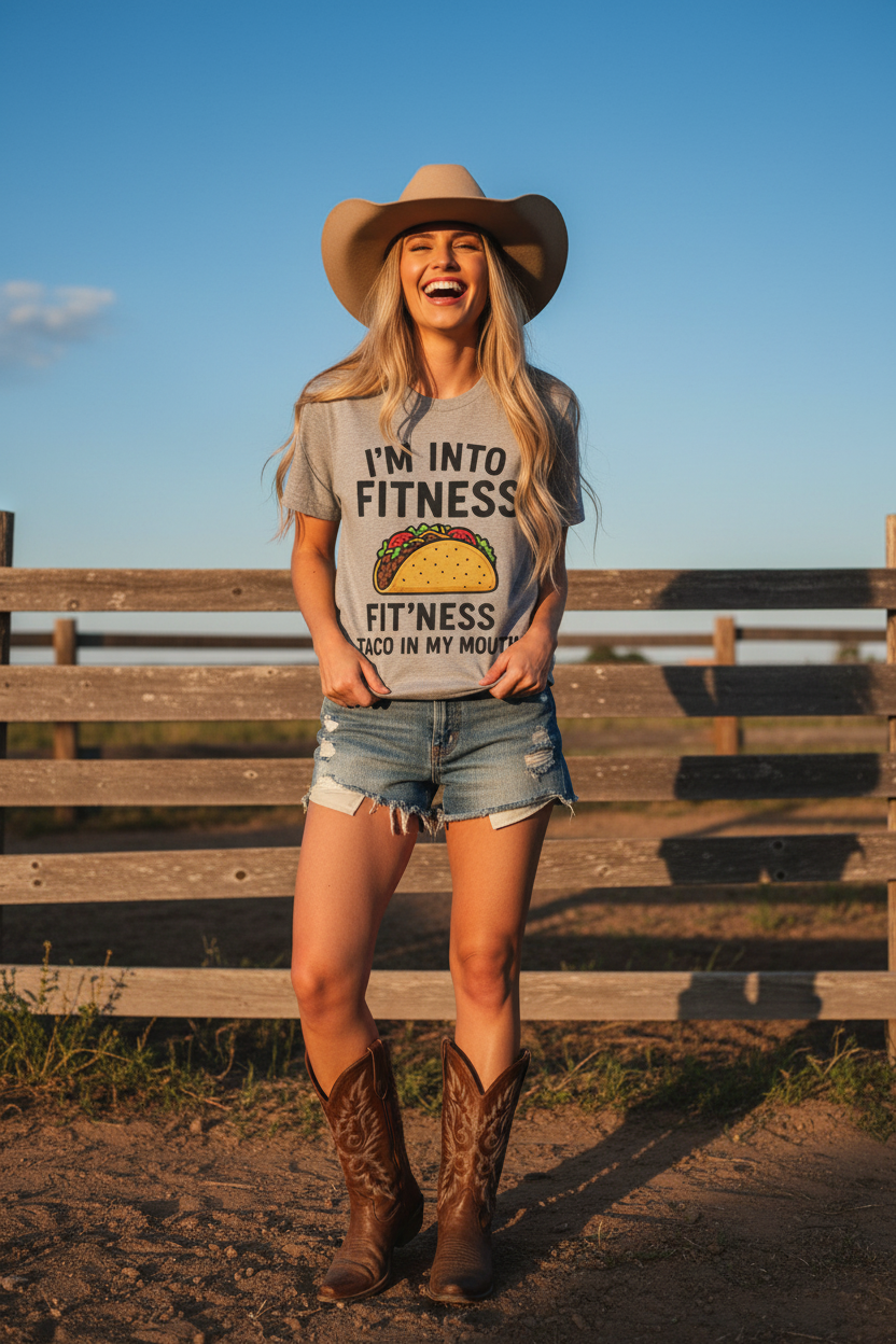 Fitness Taco Grey Cowgirl Mockup