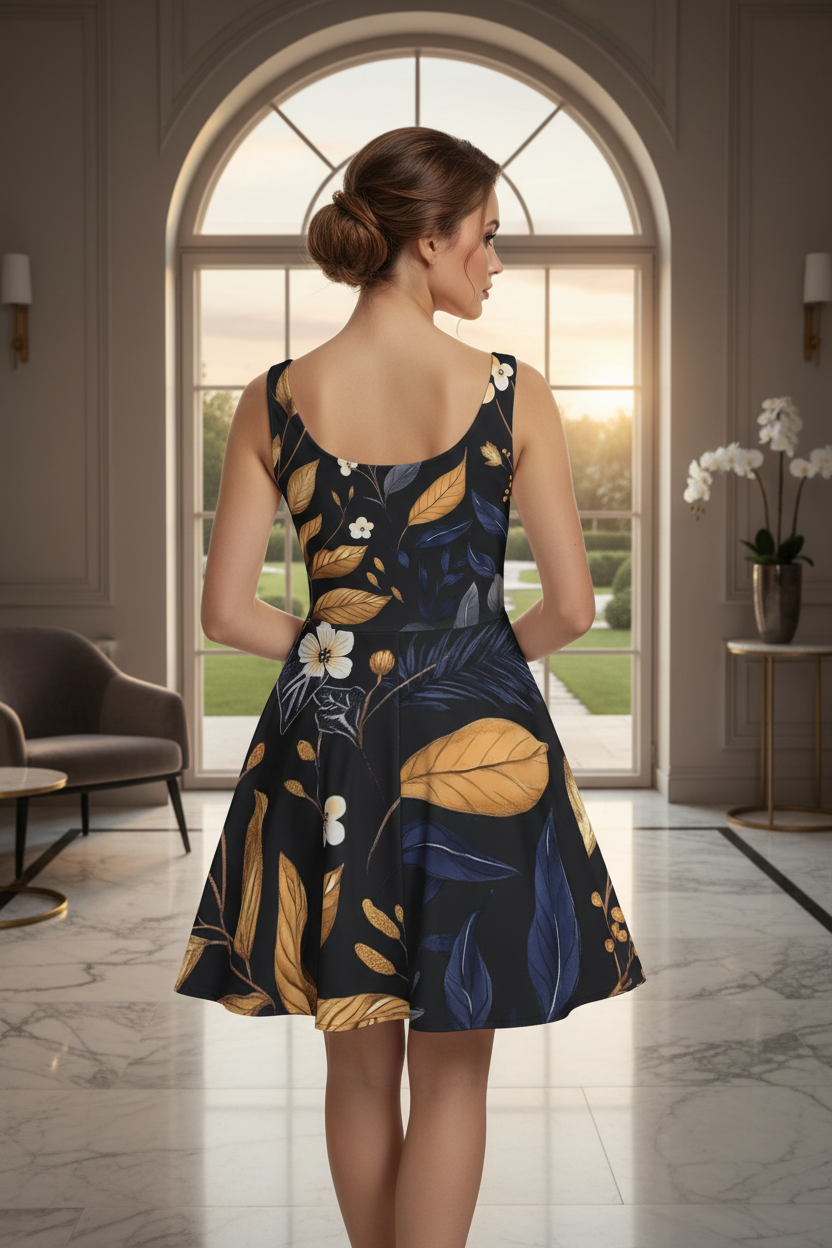 Floral Nightfall Dress Back