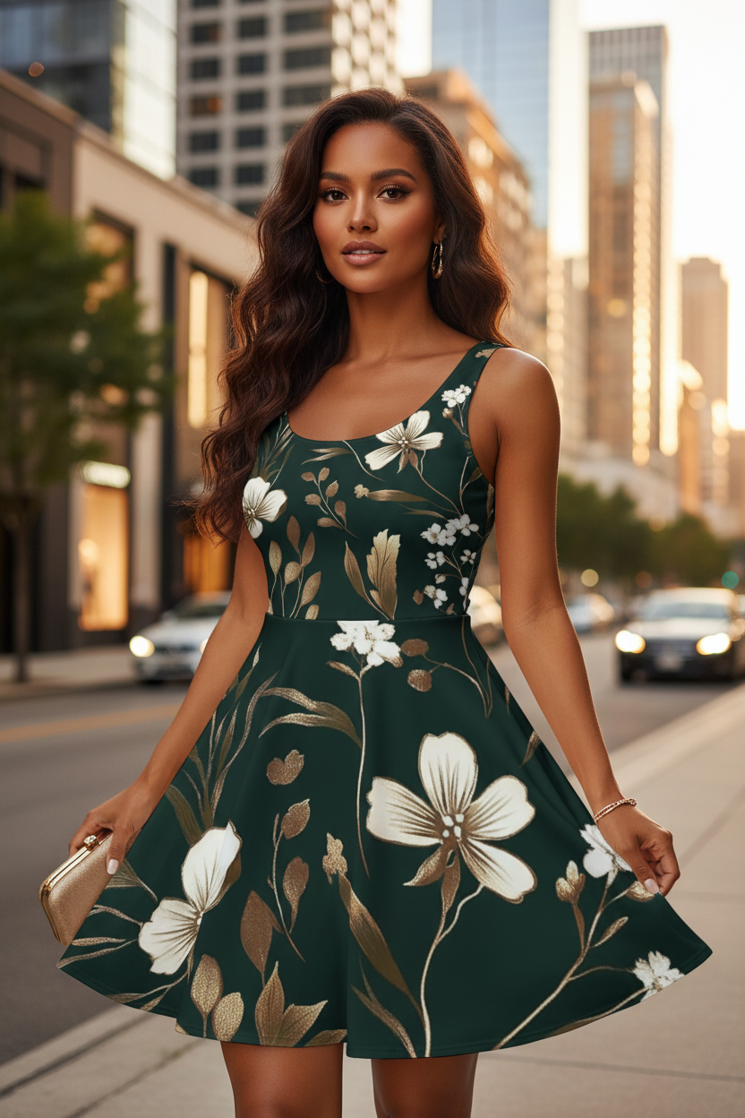 Floral Skater Dress Glamour 2