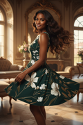 Floral Skater Dress Three-Quarter