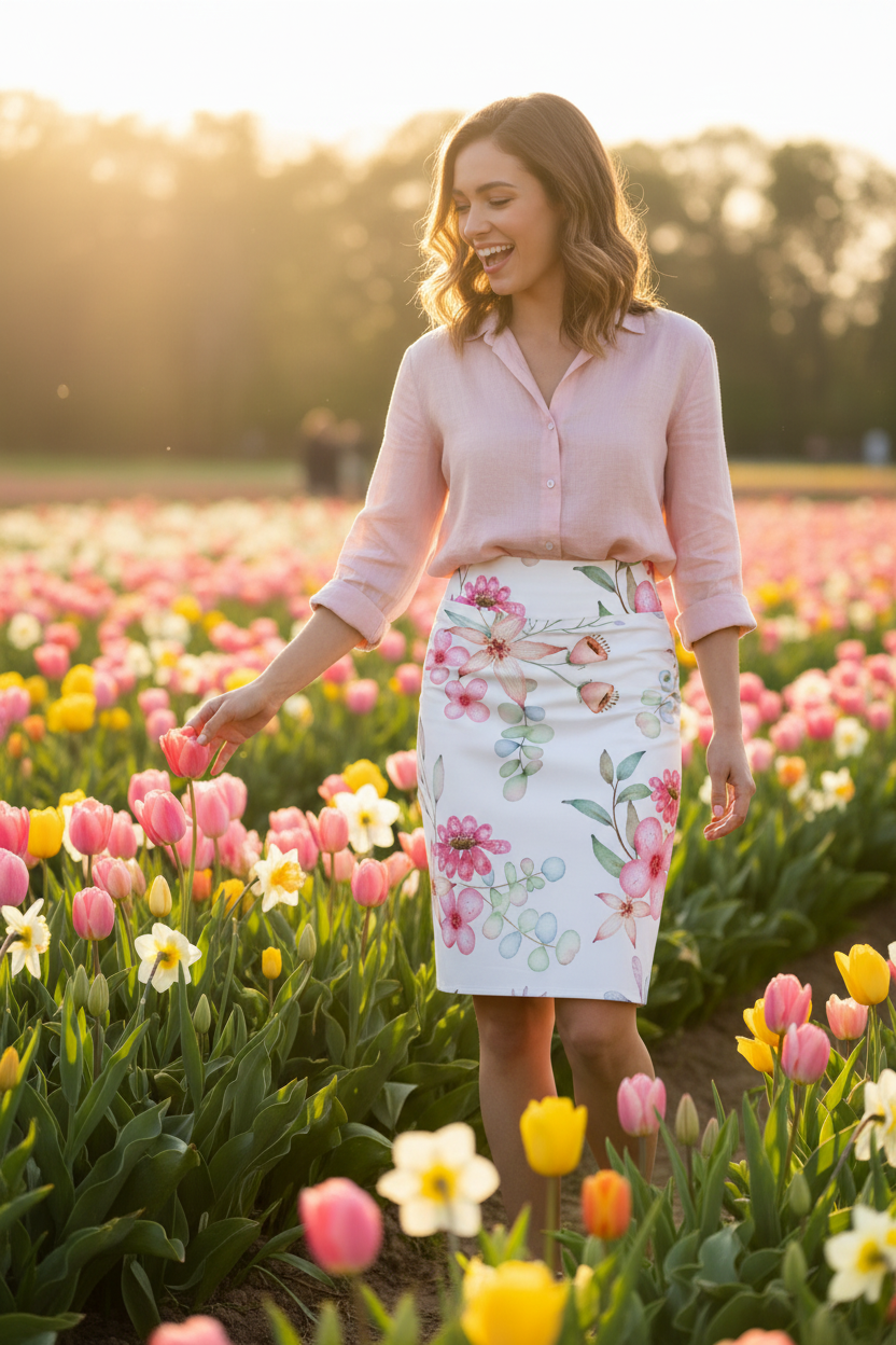 Floral Watercolor Skirt Flower Field