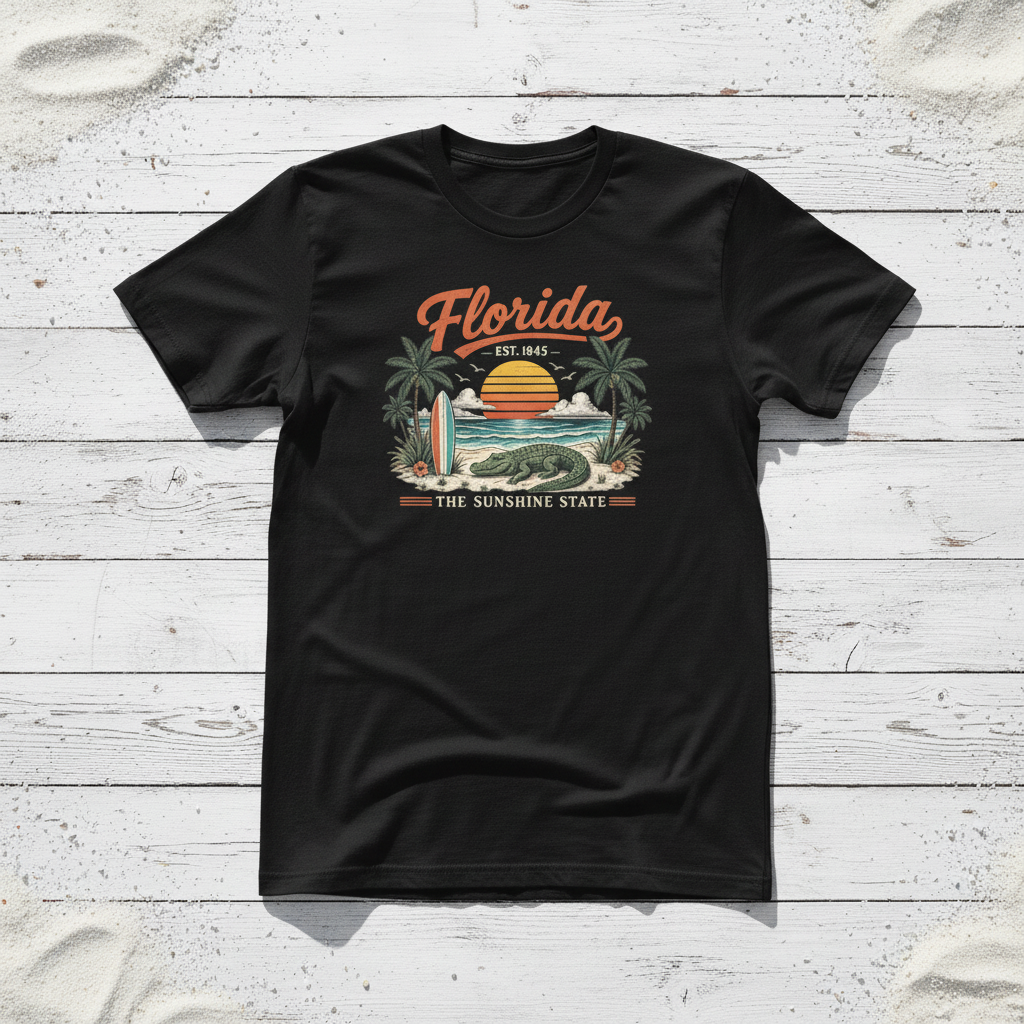 Florida Gator Tee - Black Raw Mockup