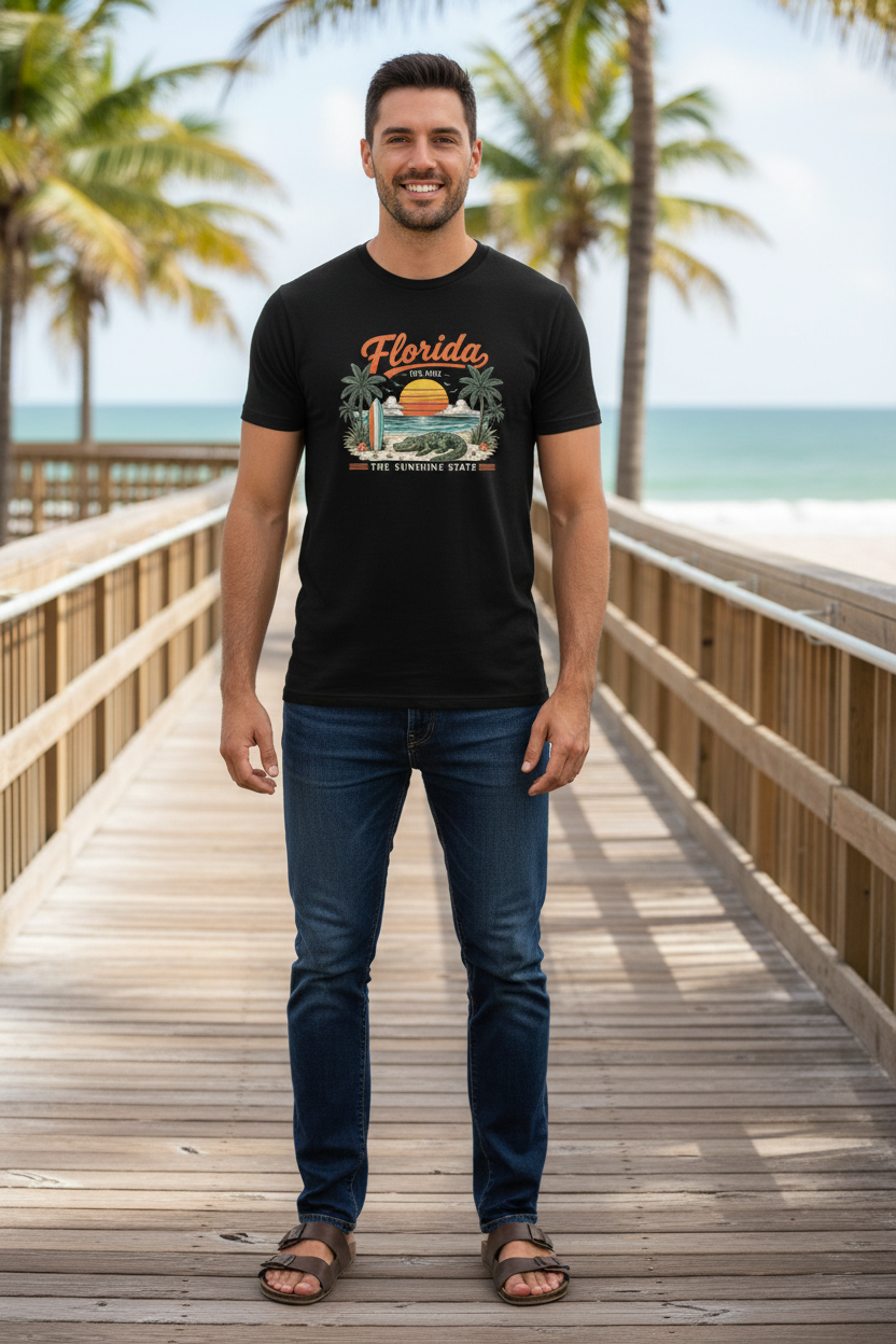 Florida Gator Tee - Man Black Mockup