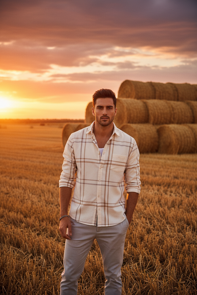 Front Porch Plaid Hay Field