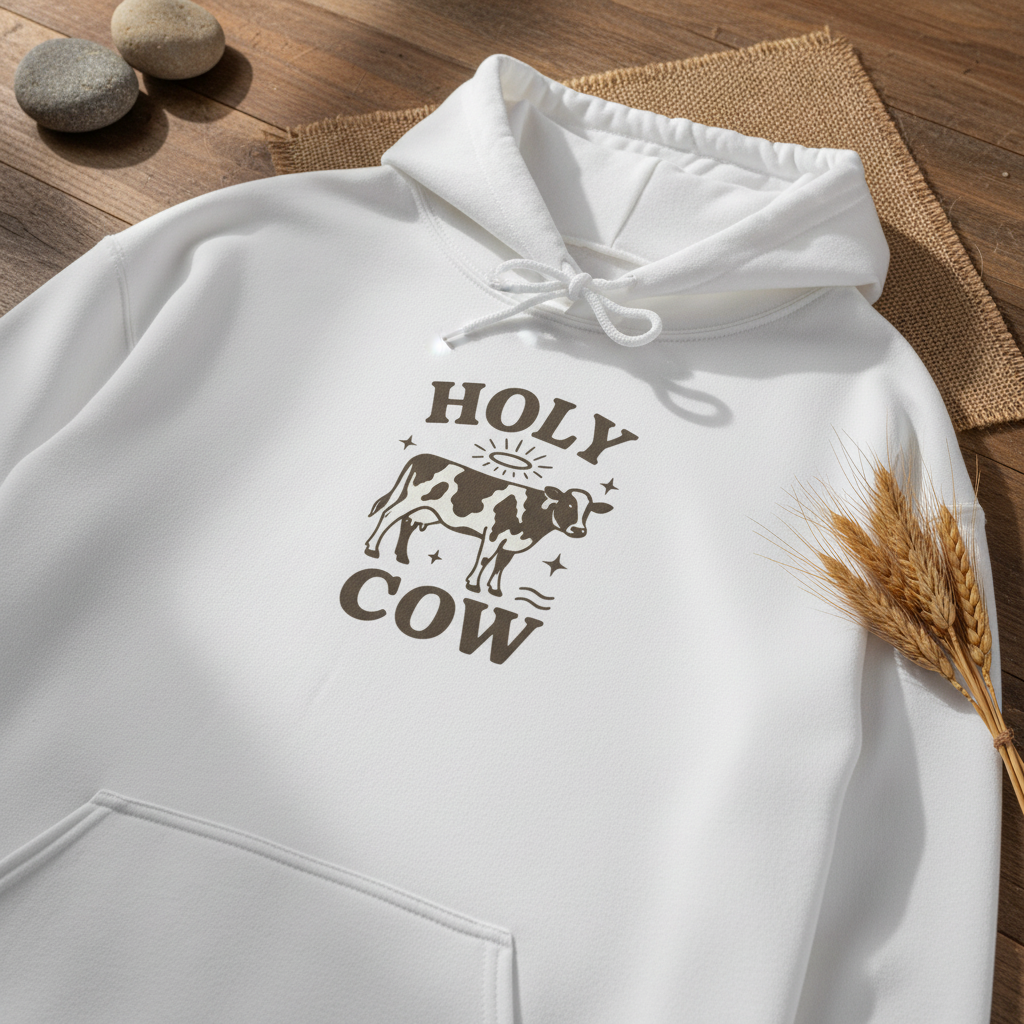 Funny Cow Hoodie Close-Up Display