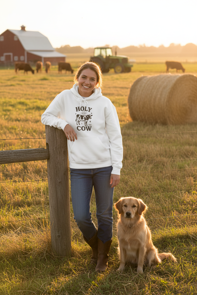 Funny Cow Hoodie Rural Life Humor Mockup