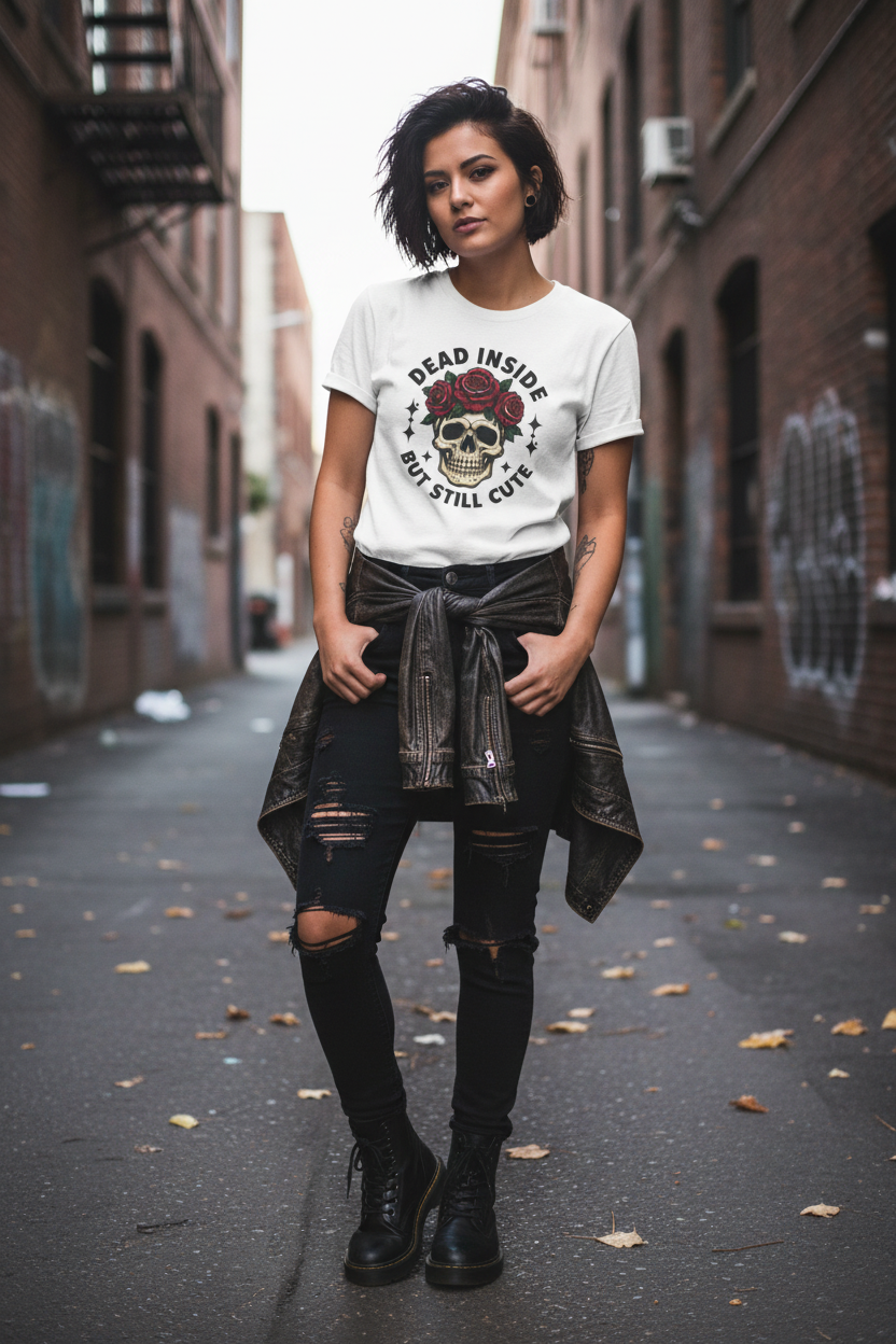 Funny Dead Inside Tee Girl Mockup