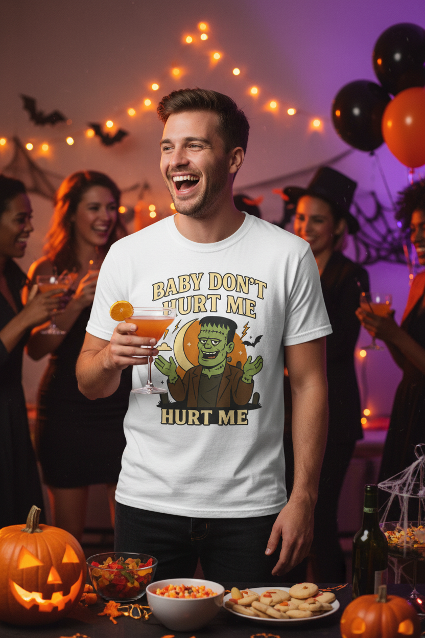 Funny Frankenstein T-Shirt Halloween Party Mockup