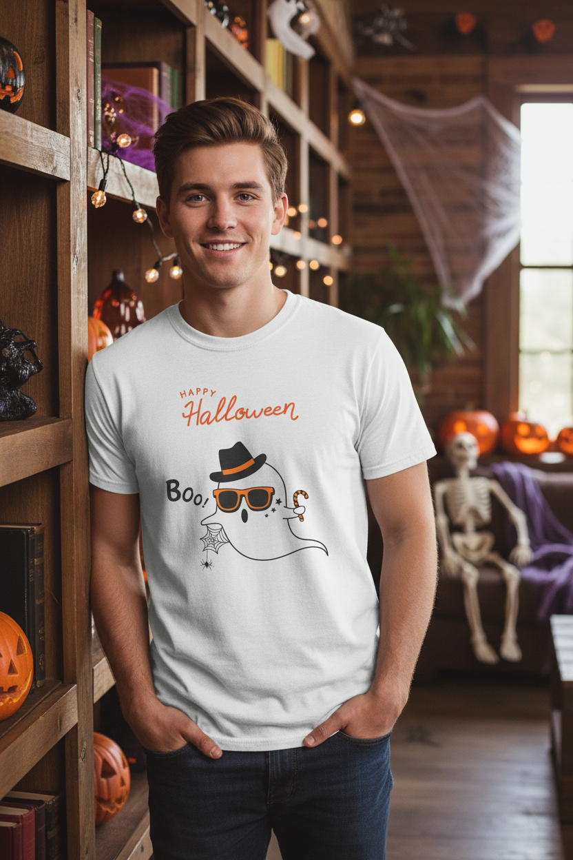 Funny Ghost Tee Man Mockup