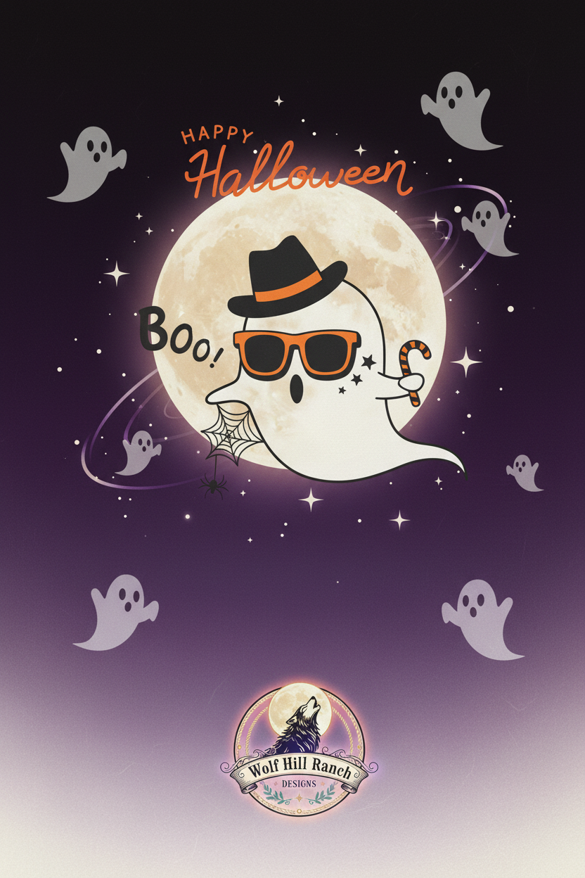 Funny Ghost Tee Wolf Hill Ranch Designs Poster with Logo