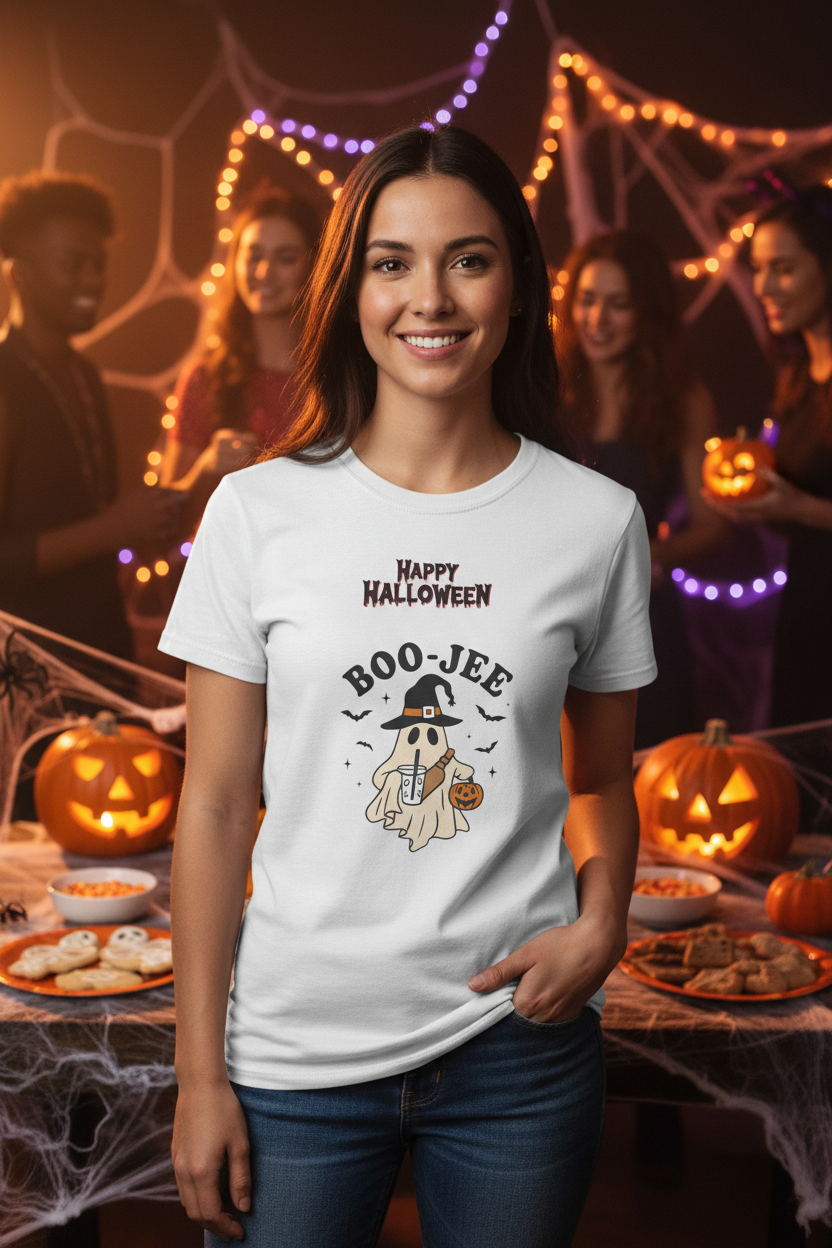Funny Halloween Boo Jee T-Shirt Mockup