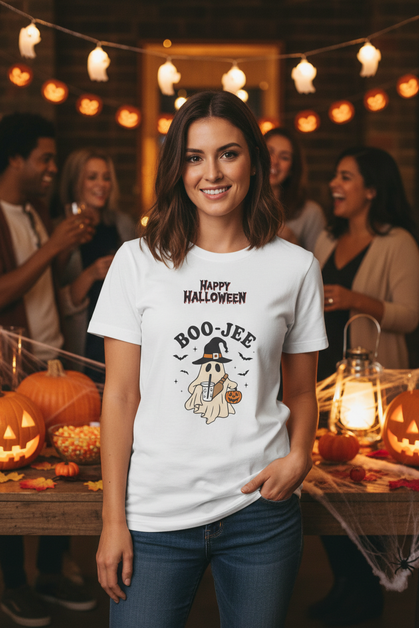 Funny Halloween Boo Jee T-Shirt Woman Mockup