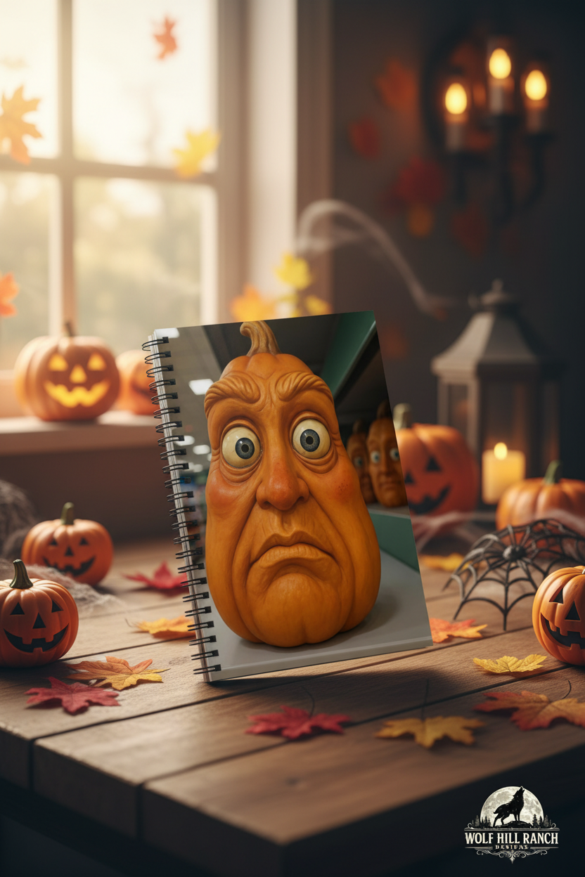 Funny Pumpkin Notebook - Halloween Desk Workspace
