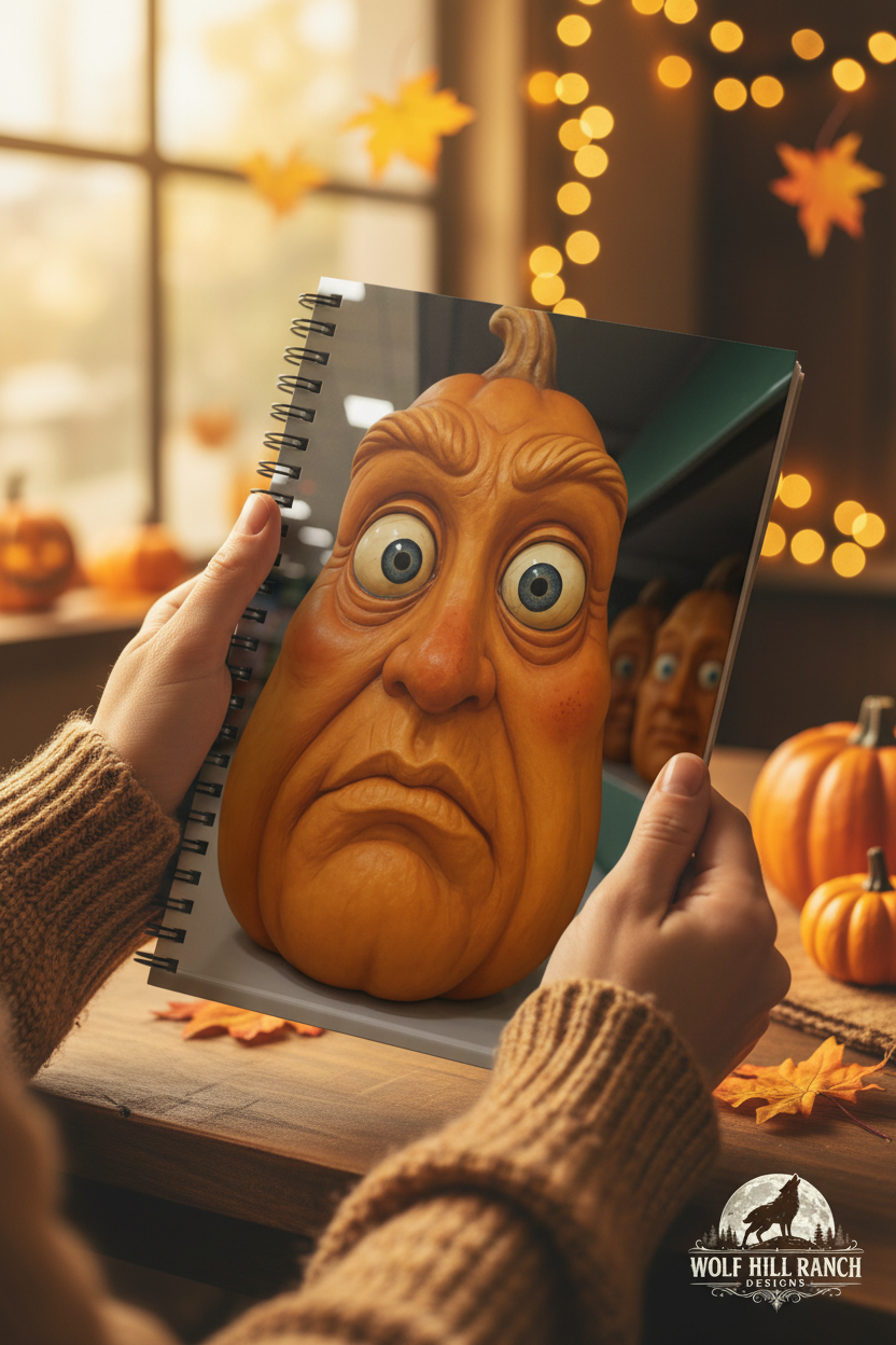 Funny Pumpkin Notebook - Held in Hands