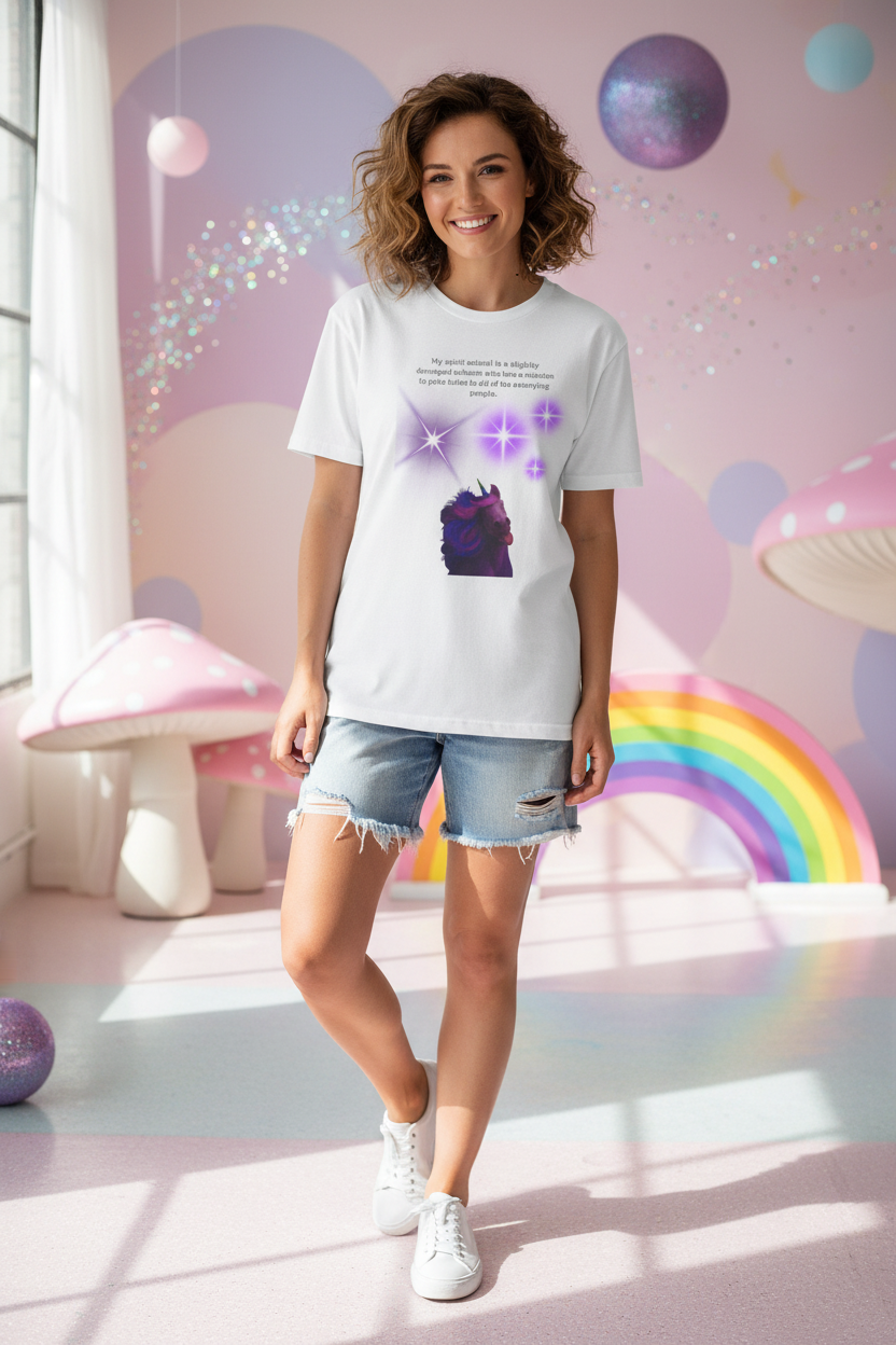 Funny Unicorn Tee Lady Model Mockup