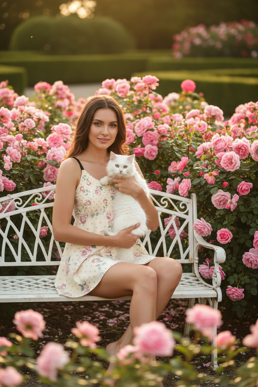 Garden Romance White Cat 1