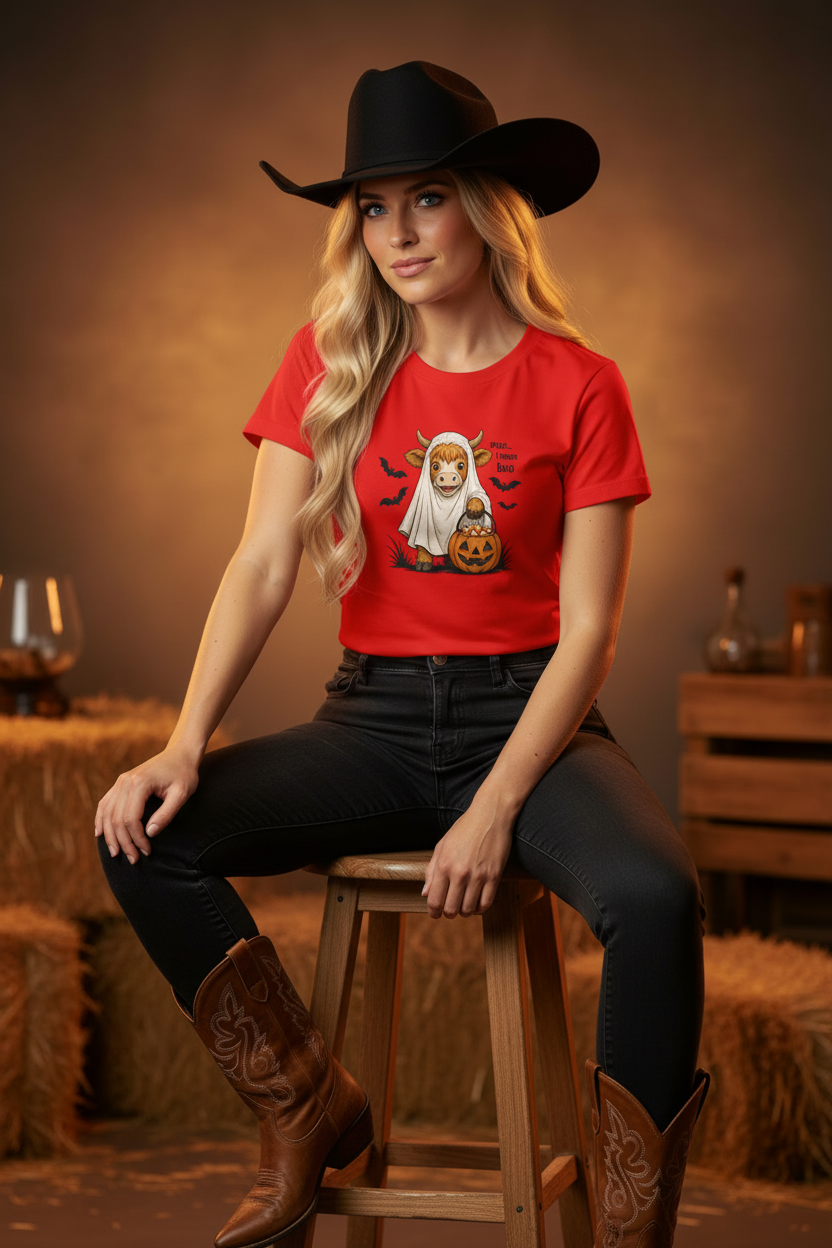 Ghost Cow - Red Tee Cowgirl