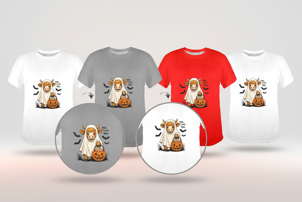 Ghost Cow Tee - All Colors Side by Side