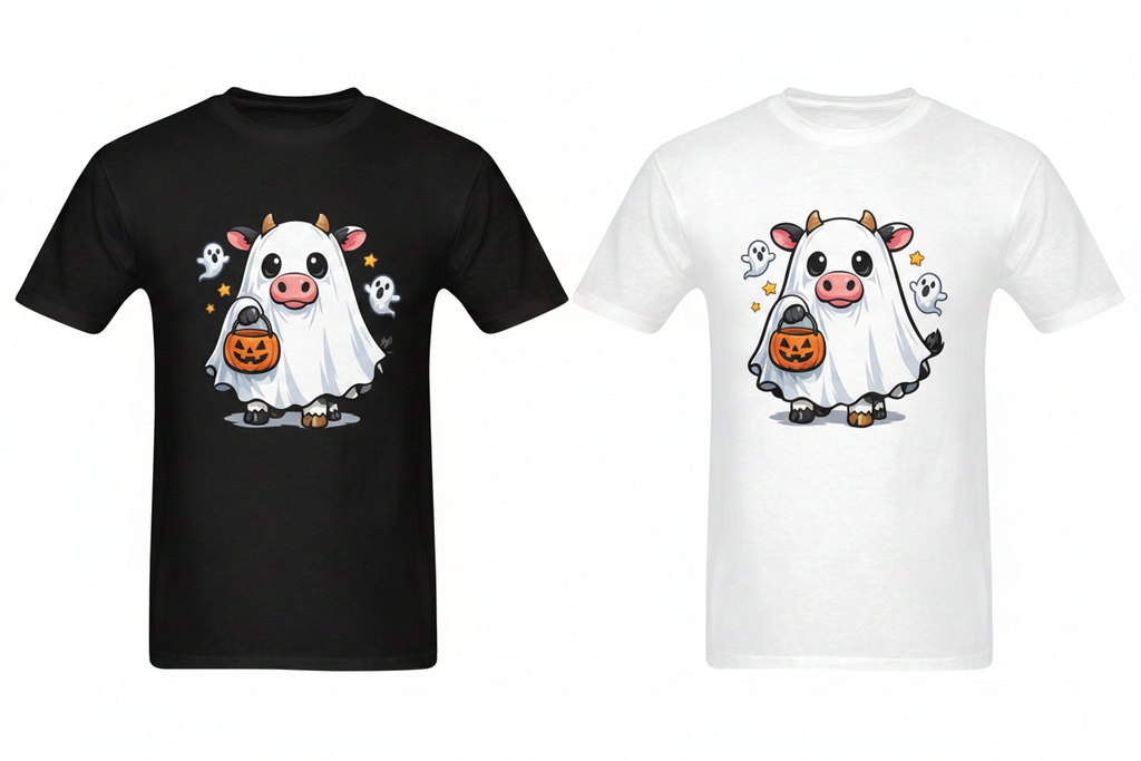 Ghost Cow Tee - Black & White Side by Side