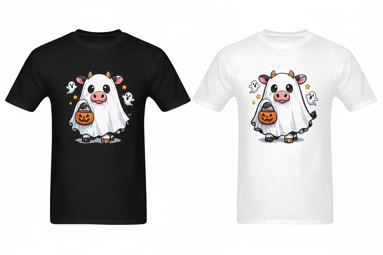 Ghost Cow Tee - Black & White Side by Side