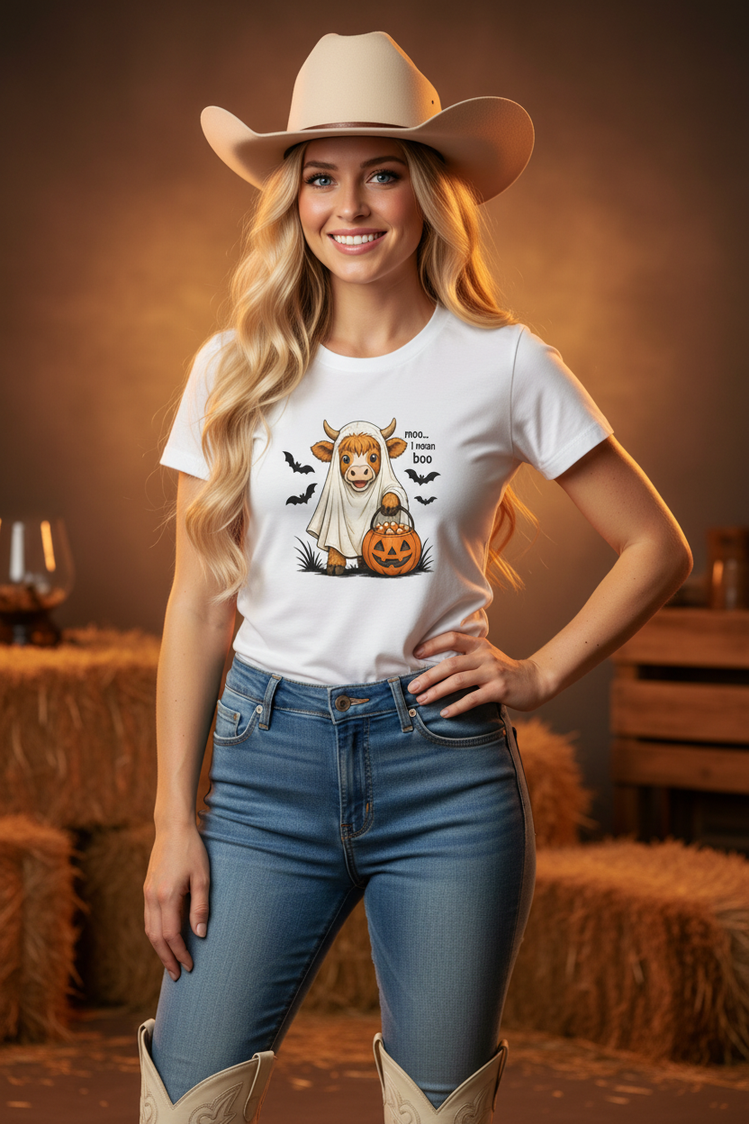 Ghost Cow Tee - Blonde Cowgirl Studio