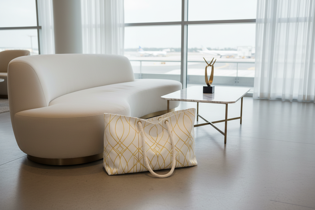 Gold Geometric Weekender Bag - Airport Mockup