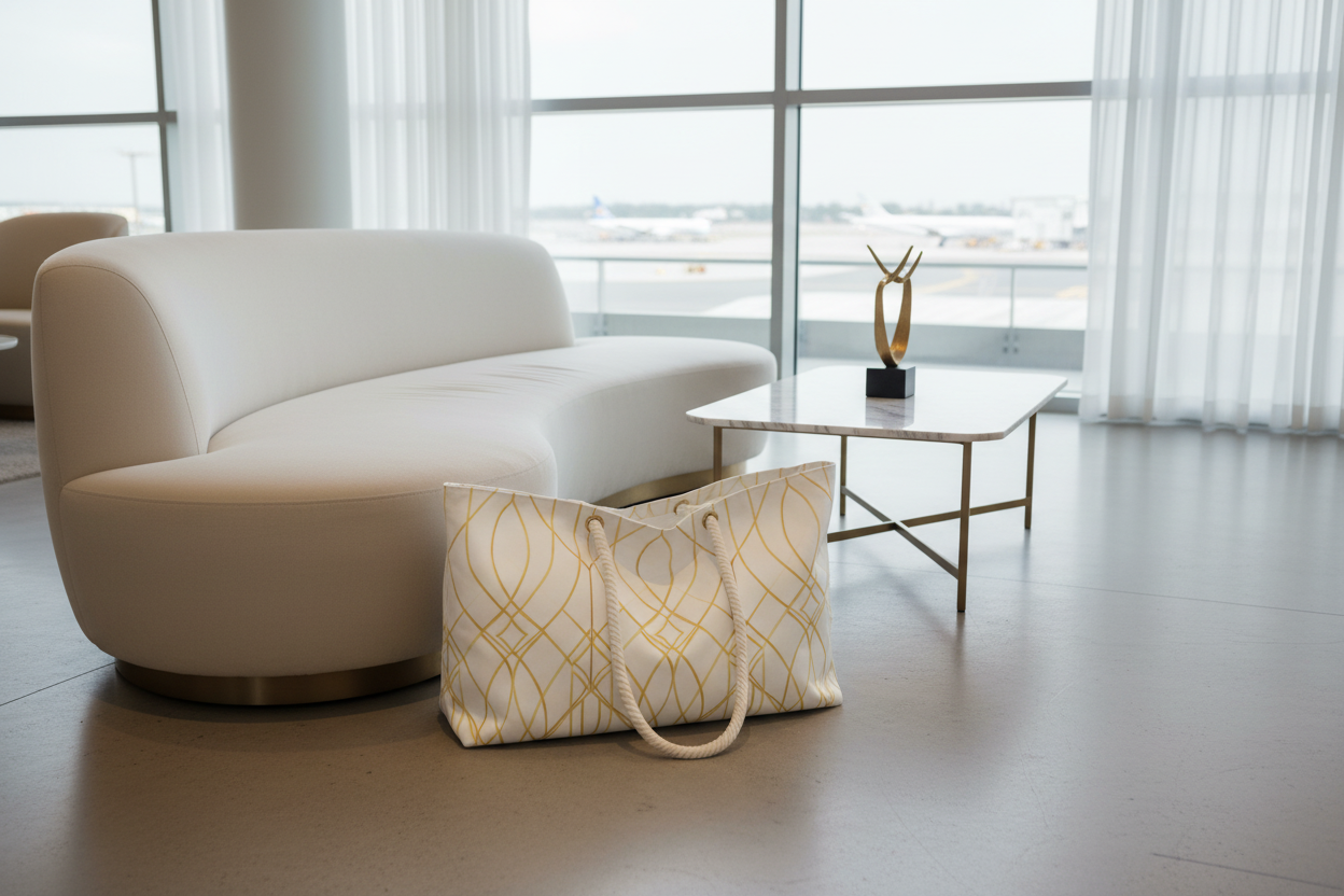 Gold Geometric Weekender Bag - Airport Mockup
