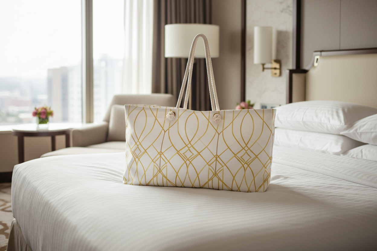 Gold Geometric Weekender Bag - Hotel Mockup
