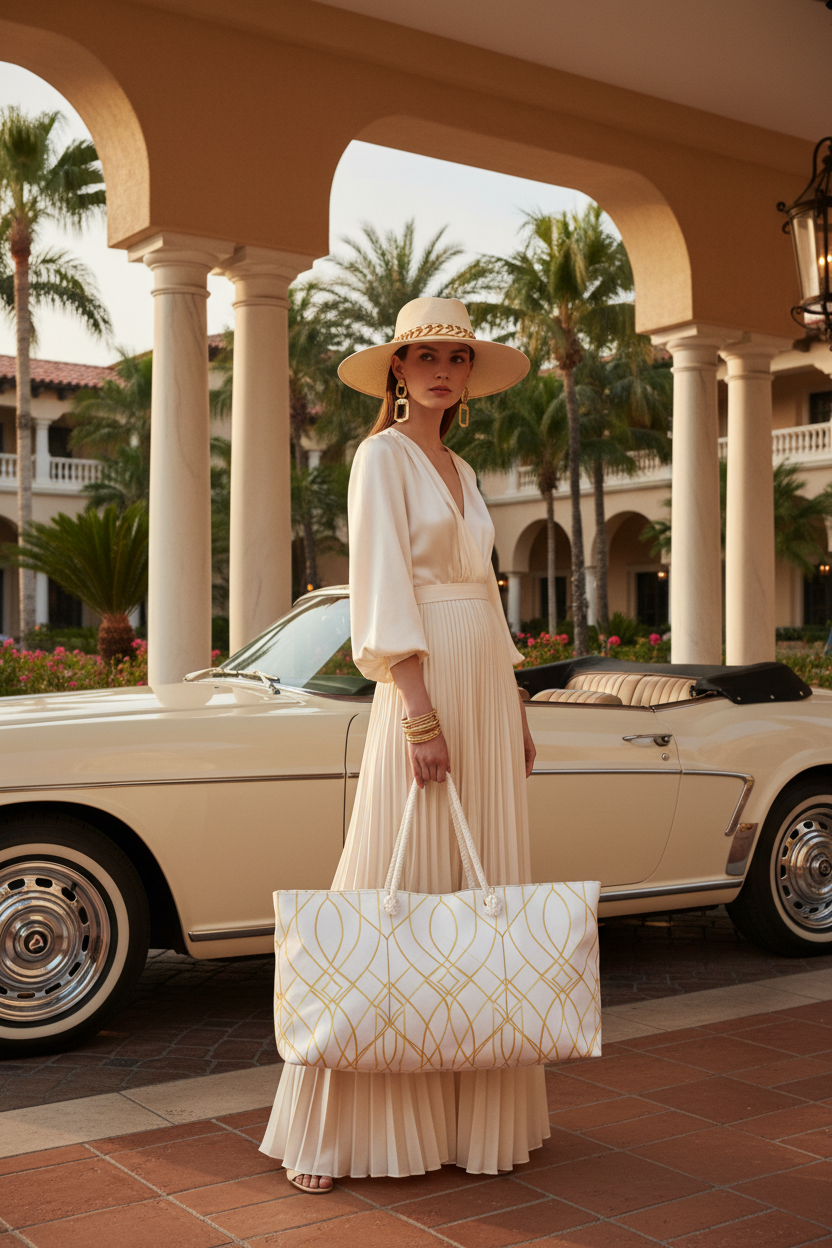Gold Geometric Weekender Bag - Luxury Editorial 5