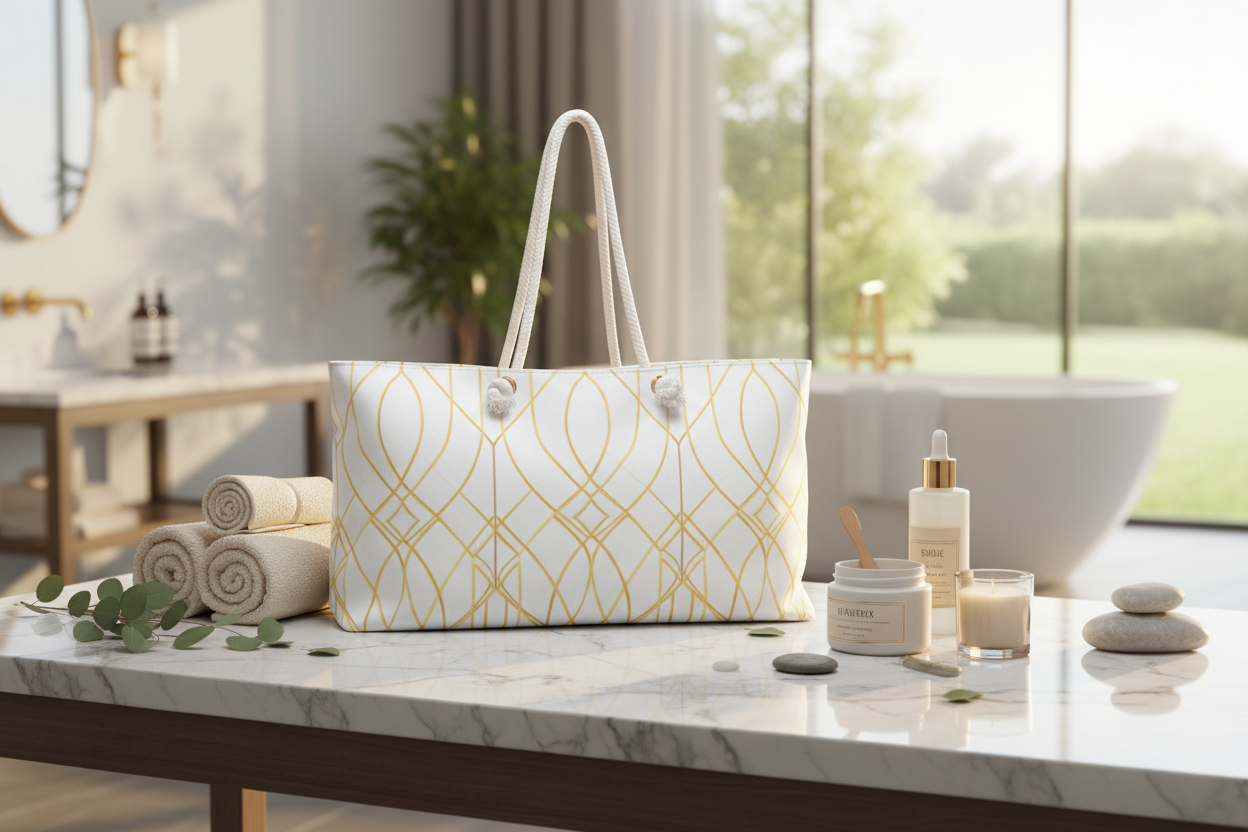 Gold Geometric Weekender Bag - Spa Mockup
