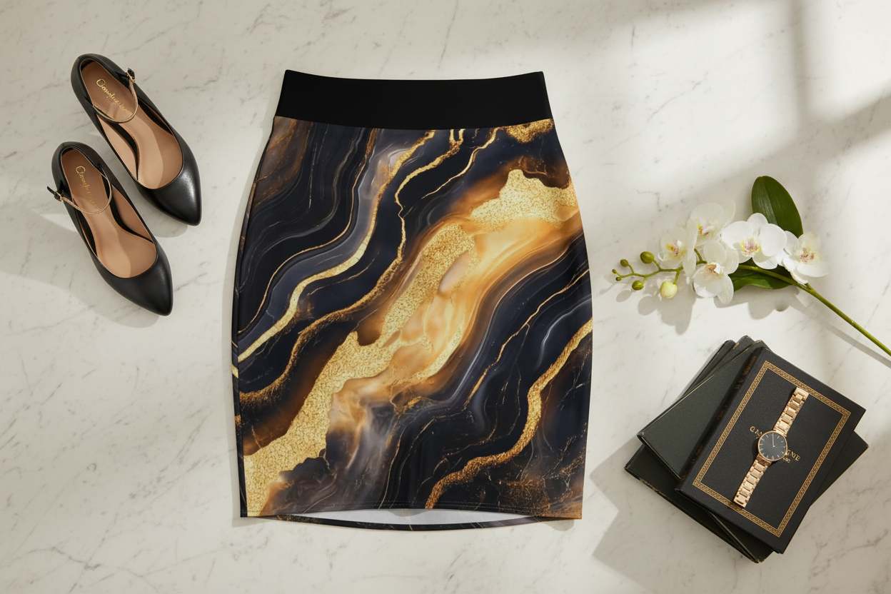 Gold Marble Skirt Laid Out