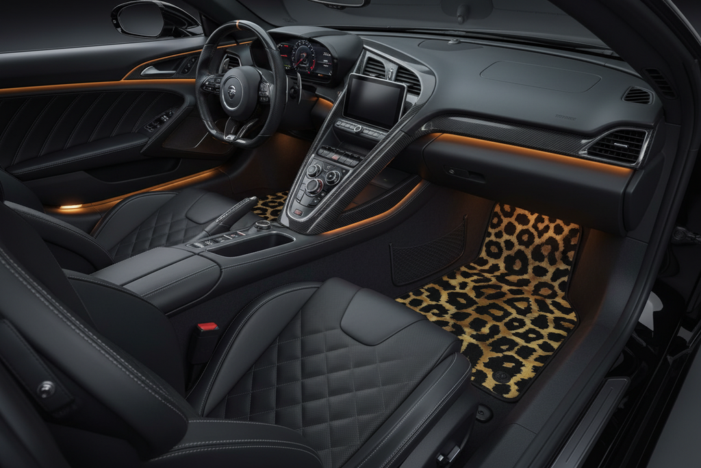 Golden Leopard Mats Car Interior