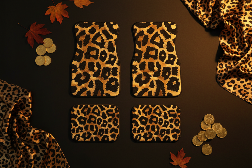 Golden Leopard Mats Flat Lay