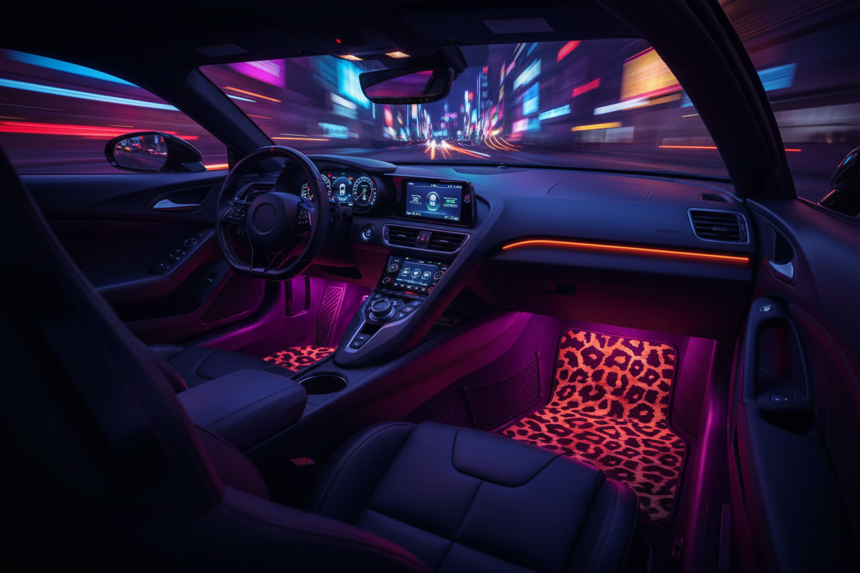 Golden Leopard Neon Interior