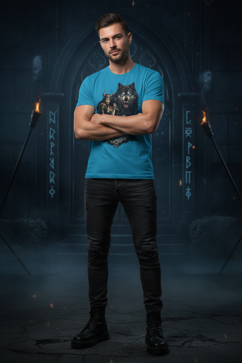 Gothic Wolf Warrior Tee Mockup