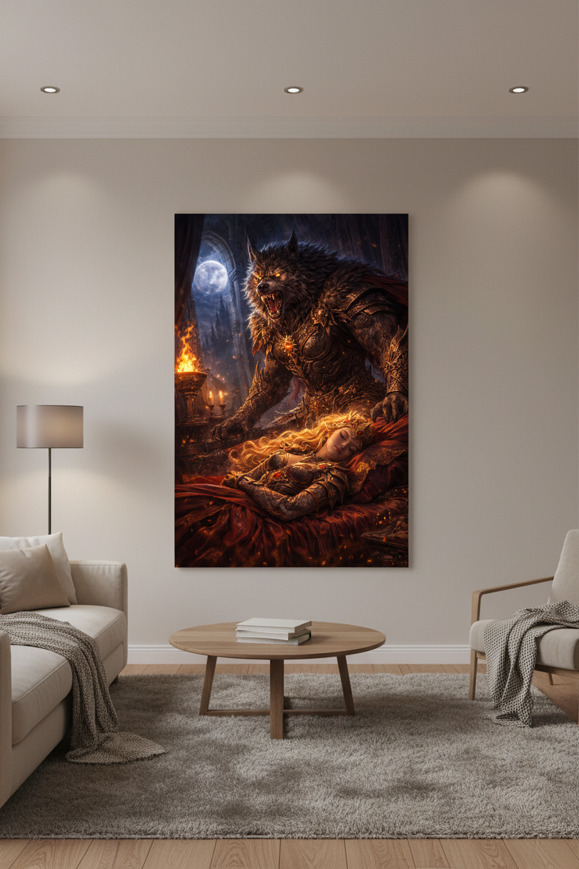 Guardian of the Sleeping Princess Frameless Wall Mockup