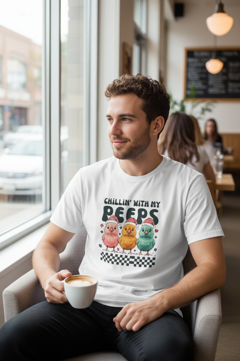 Guy in casual indoor setting or coffee shop